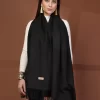 Mafadeny Women Solid Wool Stole With Tassels Bottom