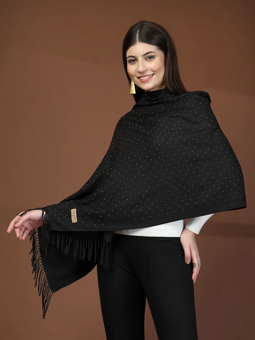 Mafadeny Women Stole With Shine Dots And Tassels