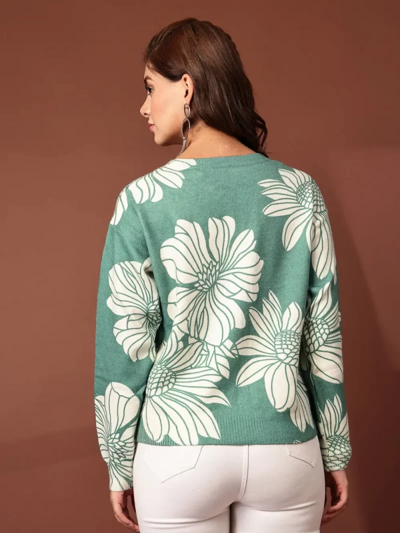 Mafadeny Women Floral Printed Top With Sequin Details