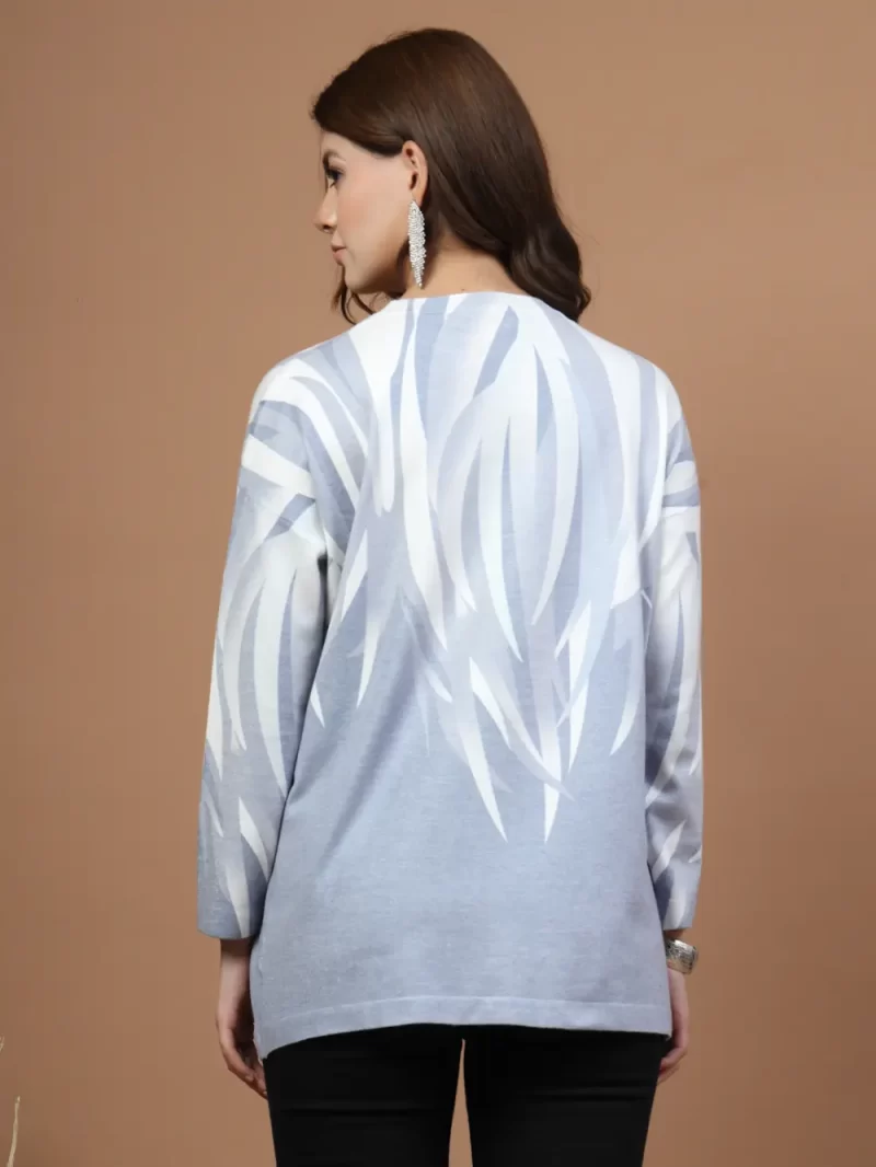 Mafadeny Women Abstract Printed Round Neck Long Sleeve Top