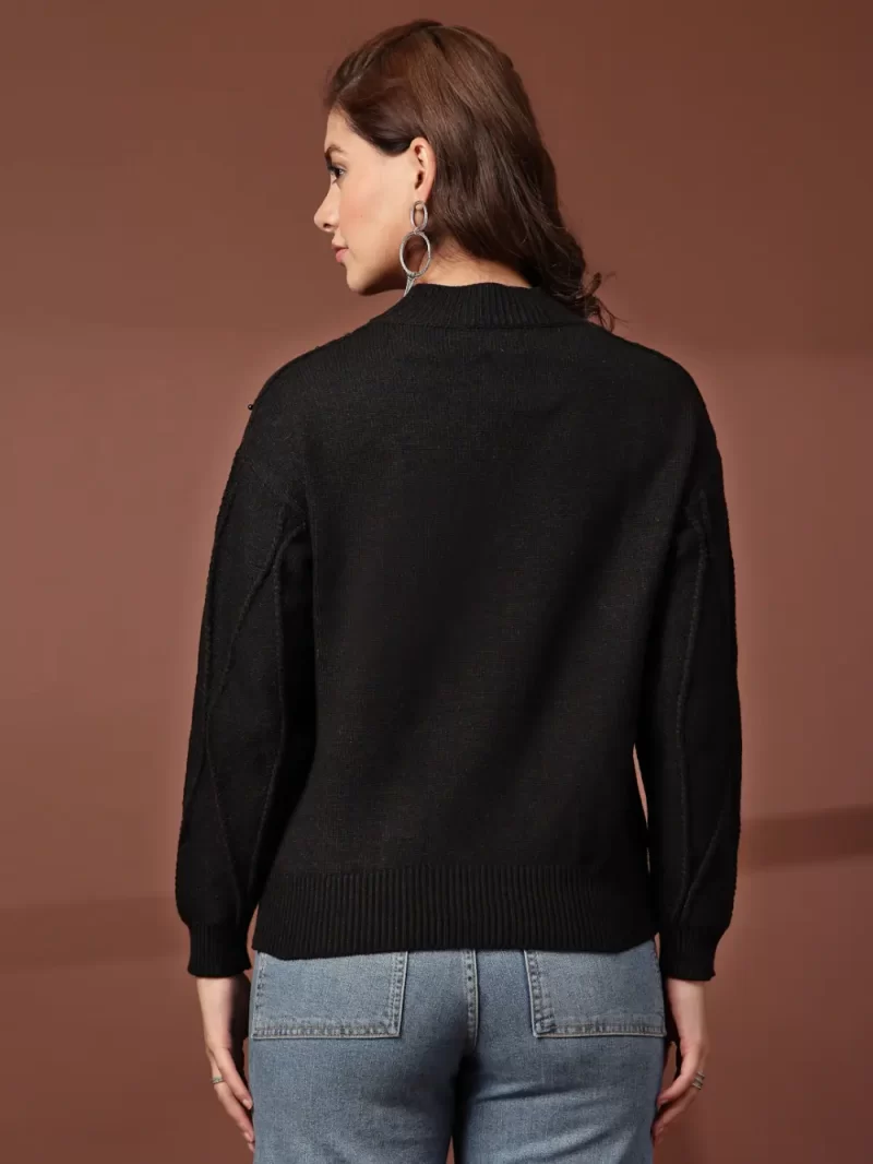 Mafadeny Women'S Long Sleeves Top With Elegant Beaded Design