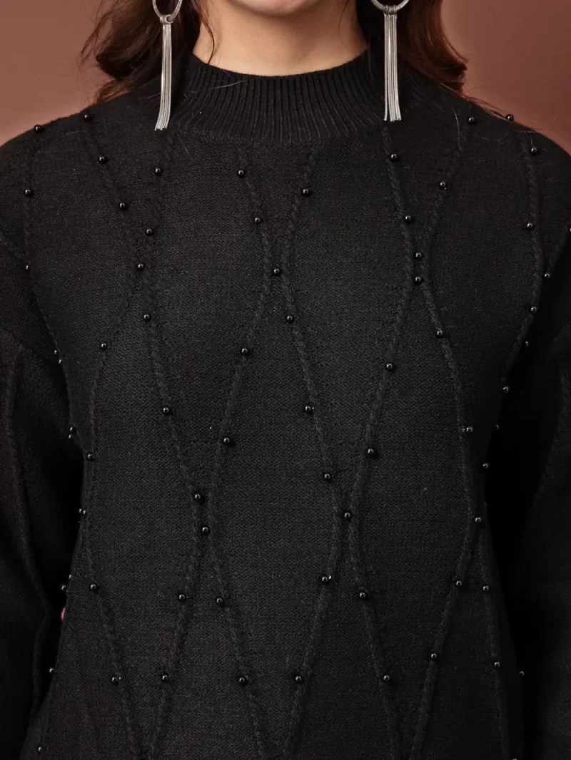 Mafadeny Women'S Long Sleeves Top With Elegant Beaded Design