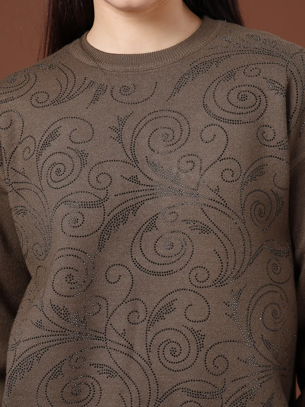 Mafadeny Women'S Long-Sleeve Top With A Swirling Pattern