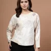 Mafadeny Women Floral Print Top With A Round Neck And Long Sleeves