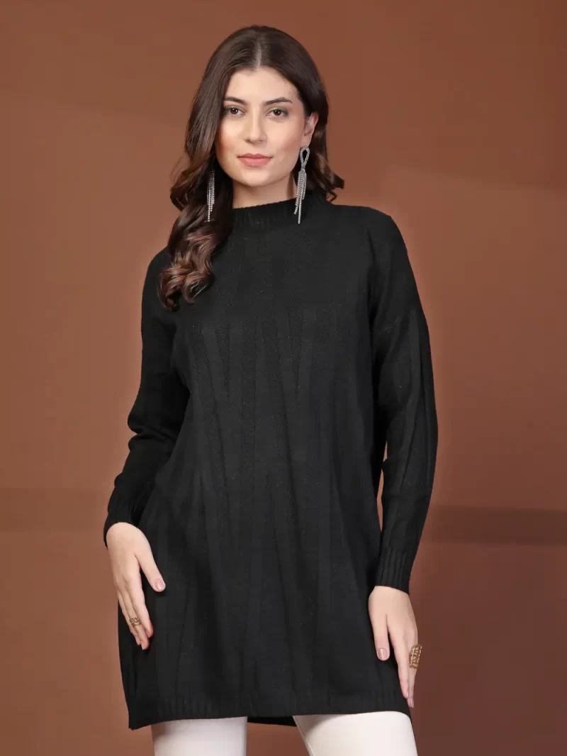 Mafadeny Women Casual Self Design Long Top
