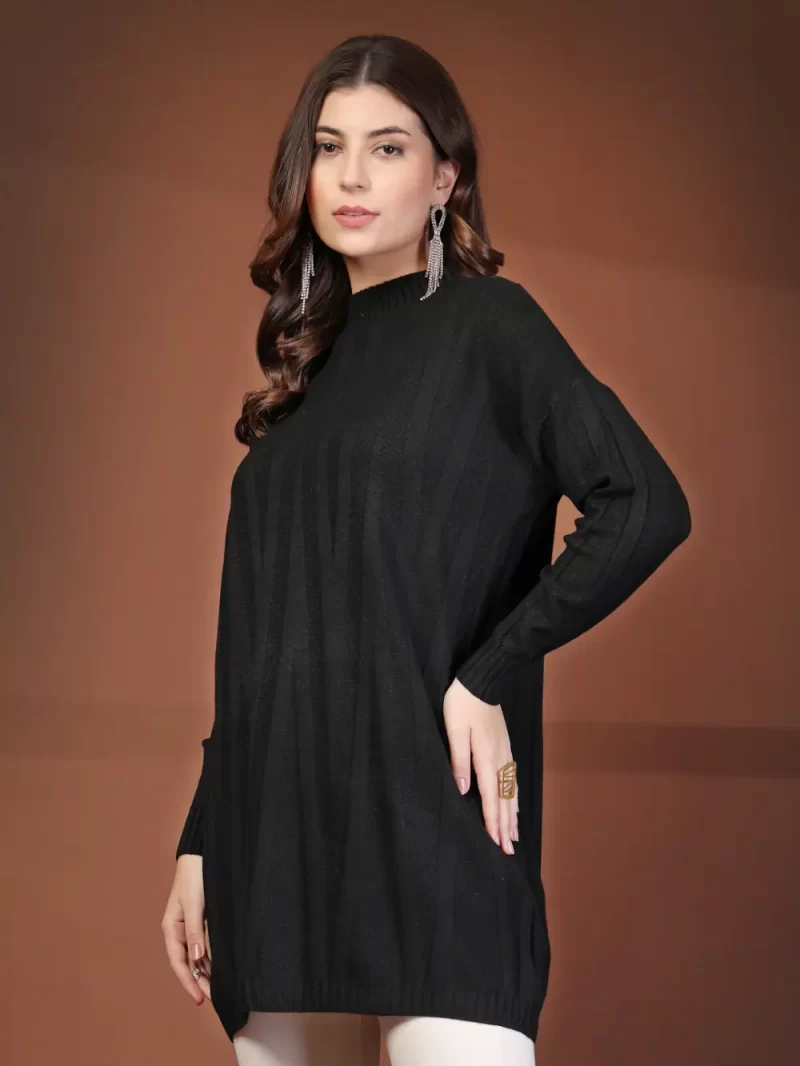 Mafadeny Women Casual Self Design Long Top