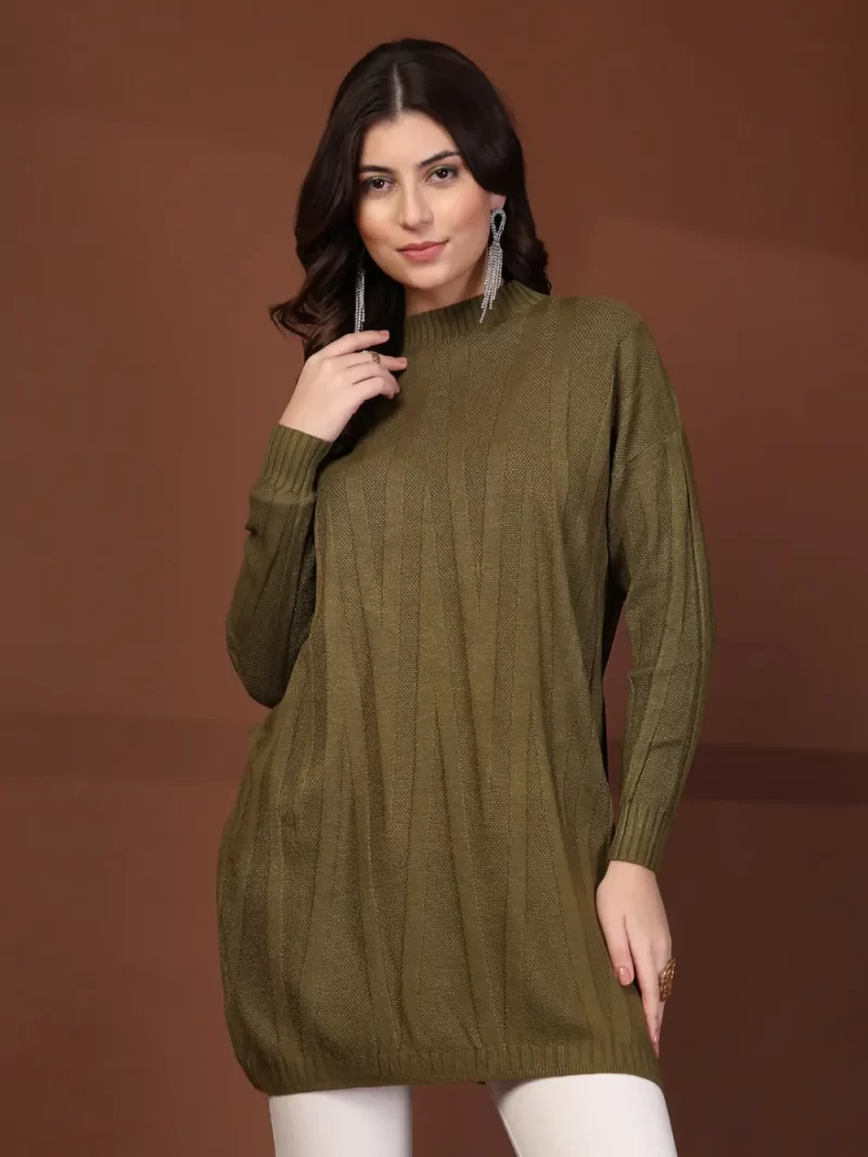 Mafadeny Women Casual Self Design Long Top