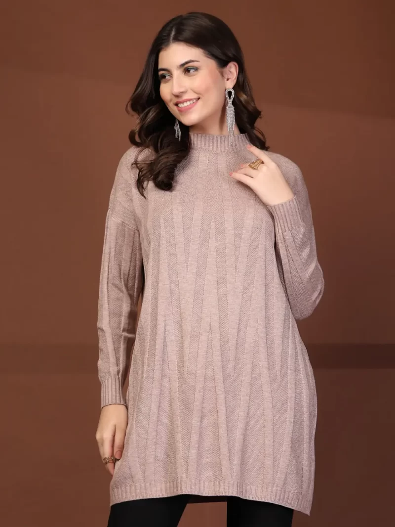 Mafadeny Women Casual Self Design Long Top