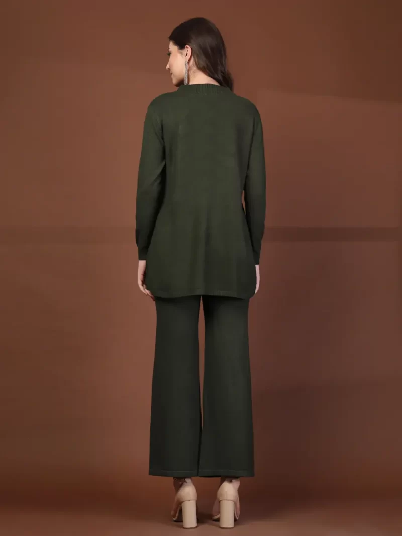 Mafadeny Women'S 2-Piece Round Neck Textured Co-Ord Set With Wide-Leg Pants