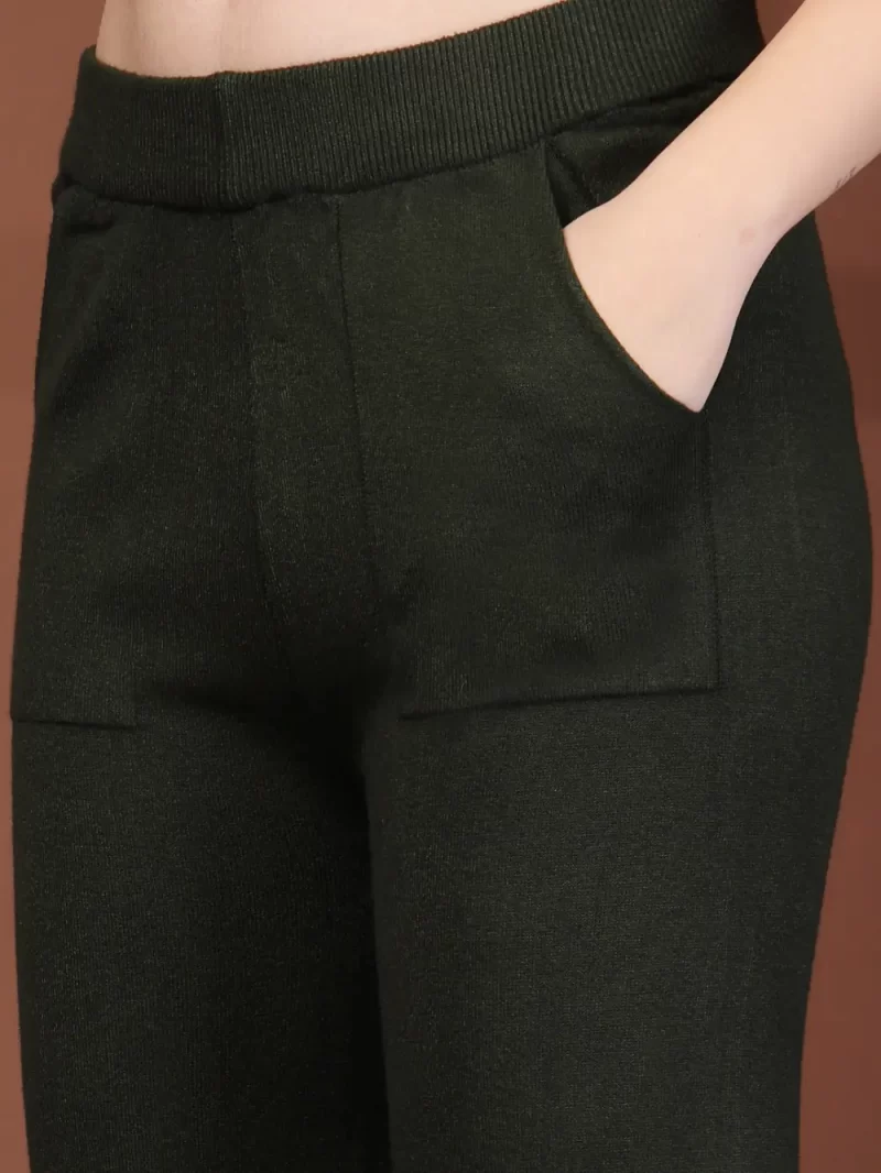 Mafadeny Women'S 2-Piece Round Neck Textured Co-Ord Set With Wide-Leg Pants