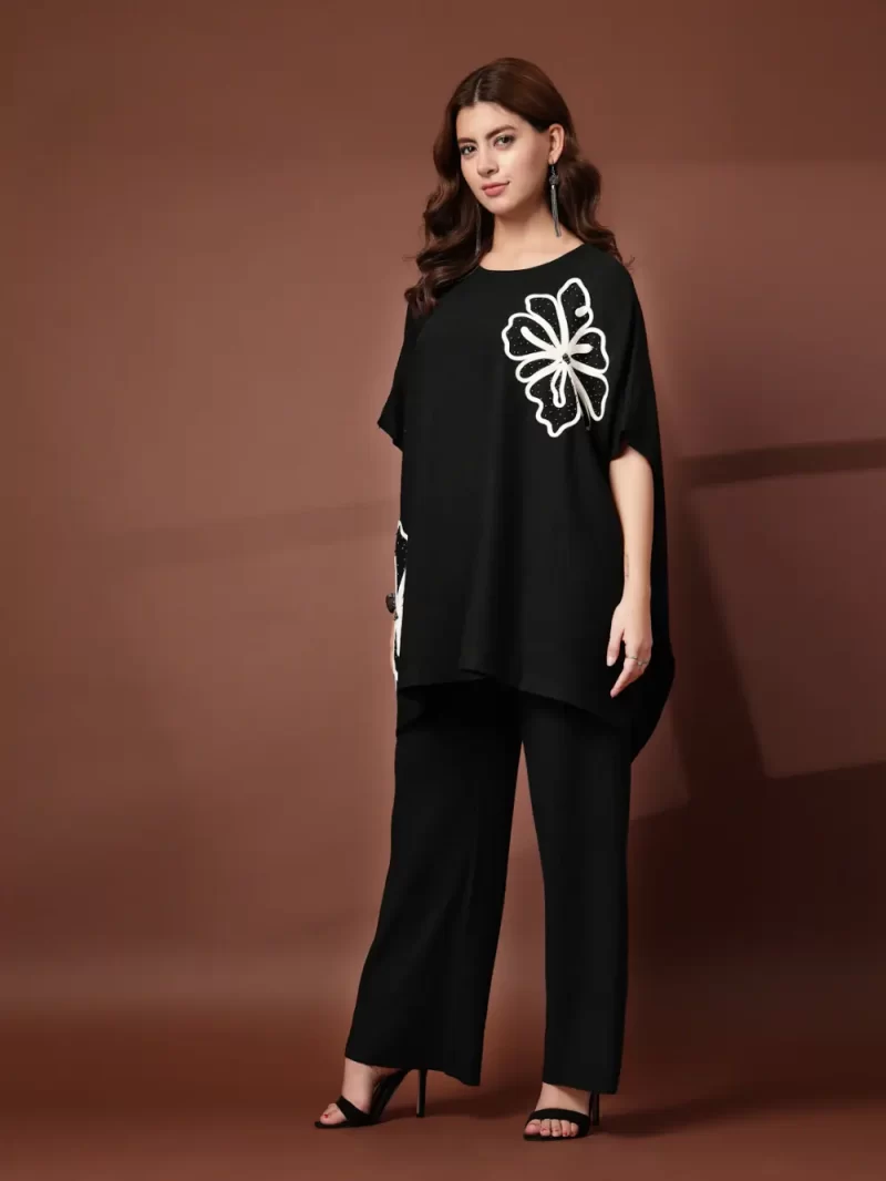 Mafadeny 2 Pcs Co-Ord Set For Women With Big White Flower Design