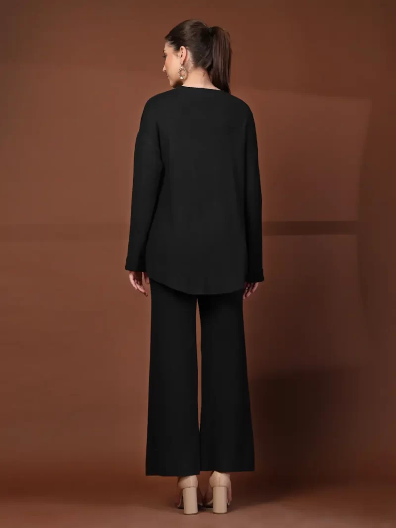 Mafadeny Women Solid 2-Piece Co-Ord Set & Wide-Leg Pants