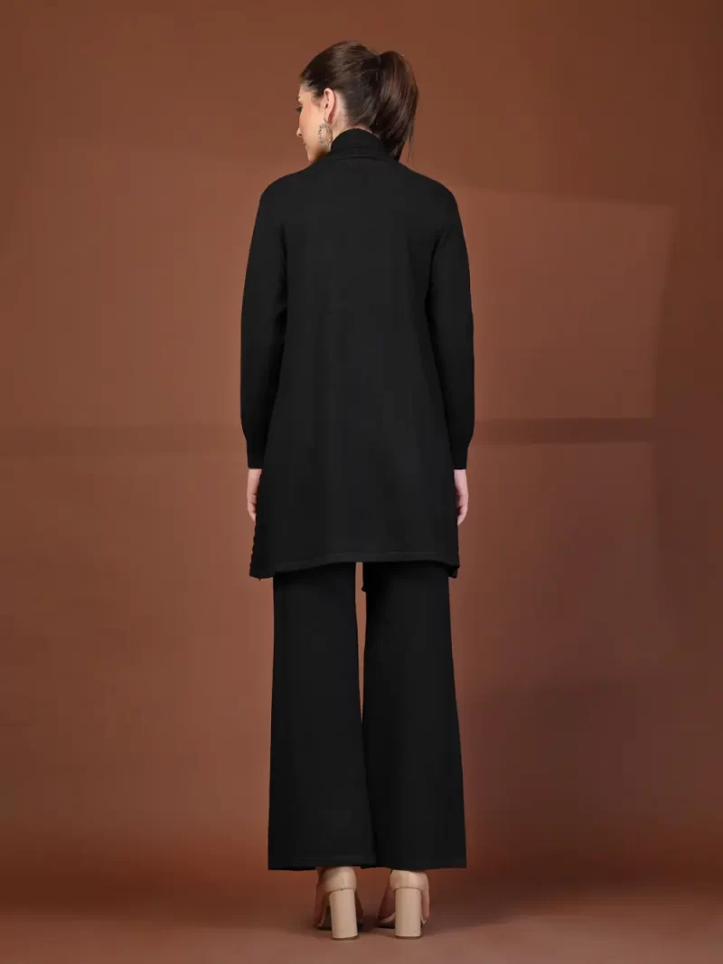 Mafadeny Women'S 3-Pcs Round Neck Co-Ord Set With Ribbed Cardigan & Wide-Leg Pants