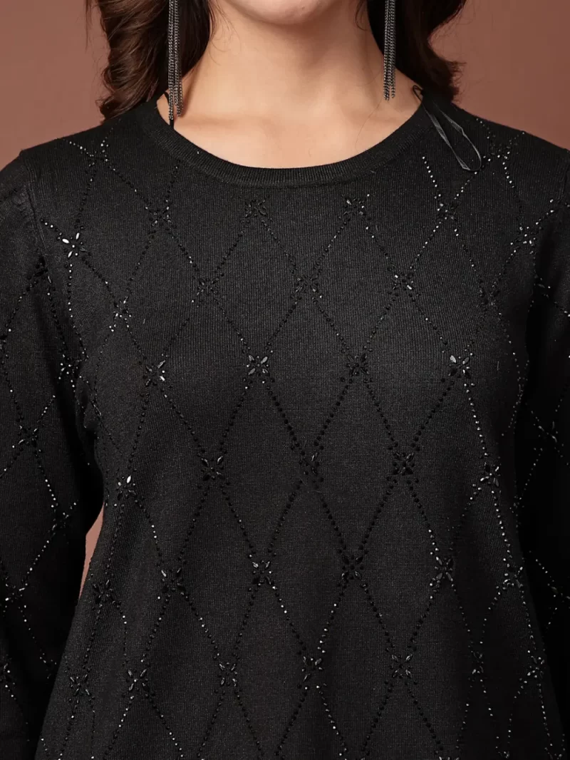 Mafadeny Women 2 Pcs Co-Ord Set Top And Pants With Golden Thread