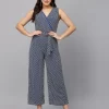 Women'S Printed Sleeveless Jumpsuit With Belt