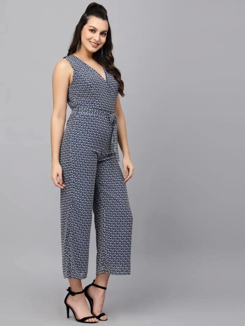 Women'S Printed Sleeveless Jumpsuit With Belt