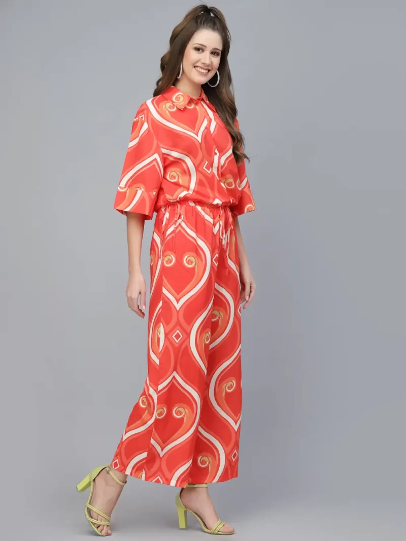 Women'S Stylish Co-Ord Set Button-Down Top And Pant