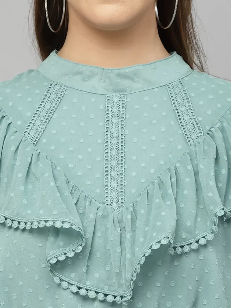 Women Georgette Puff Sleeve Ruffle Top