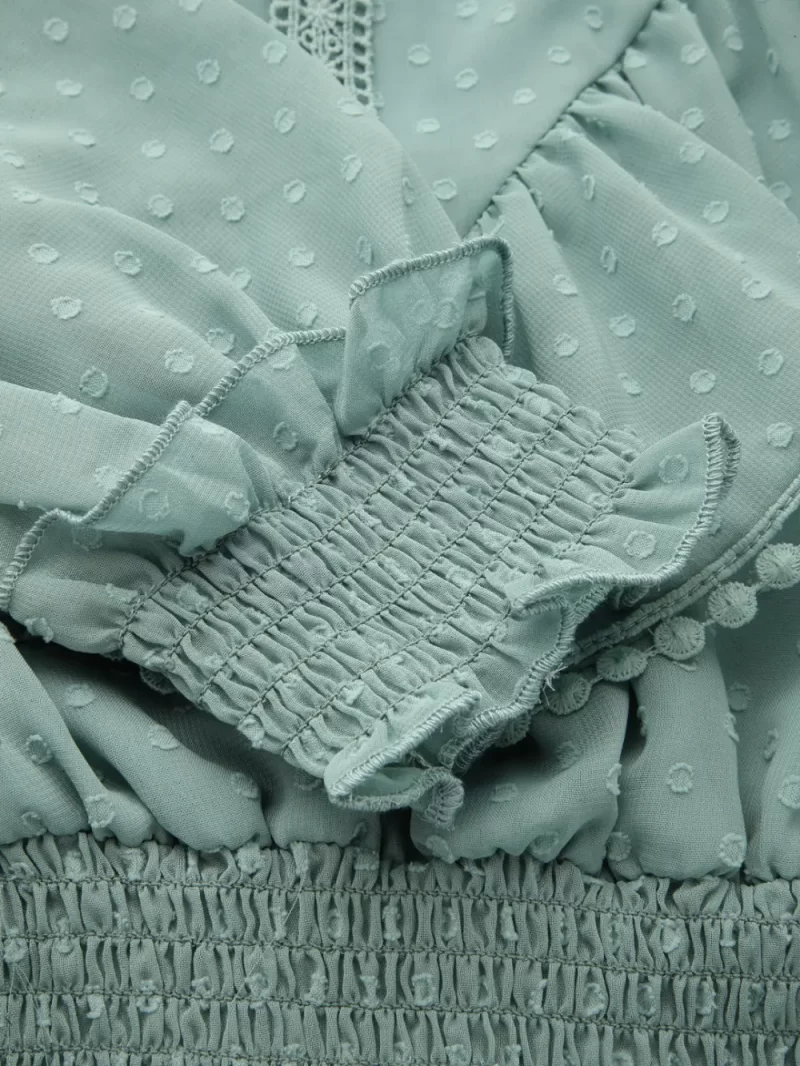 Women Georgette Puff Sleeve Ruffle Top