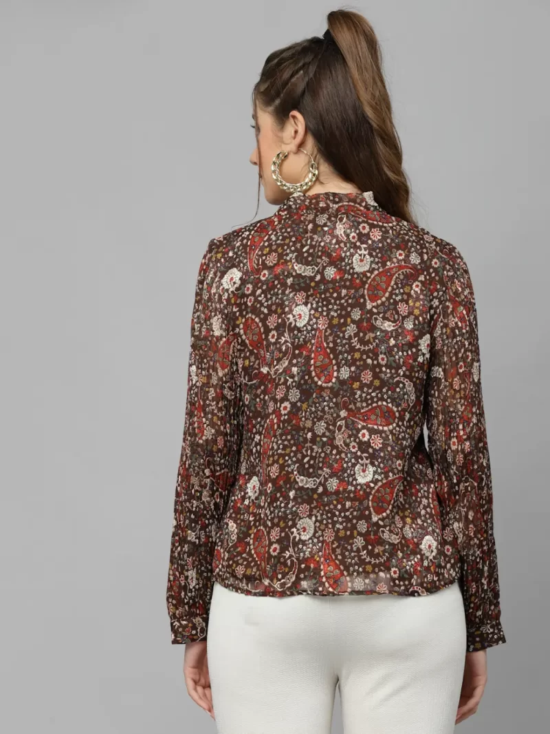 Soft Touch Printed Top With Bow Detail