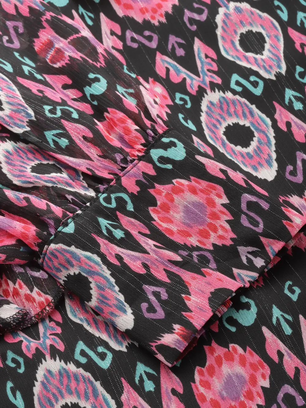 Women’S Printed Ruffle Detail Long Sleeve Top