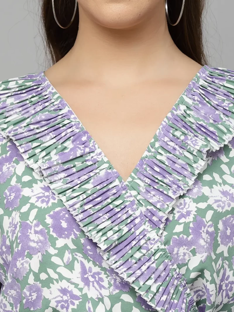 Women’S Floral Printed V-Neck Wrap Style Top