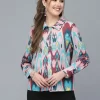 Women’S Printed Shirt Style Top With Long Sleeves
