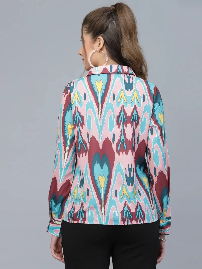 Women’S Printed Shirt Style Top With Long Sleeves