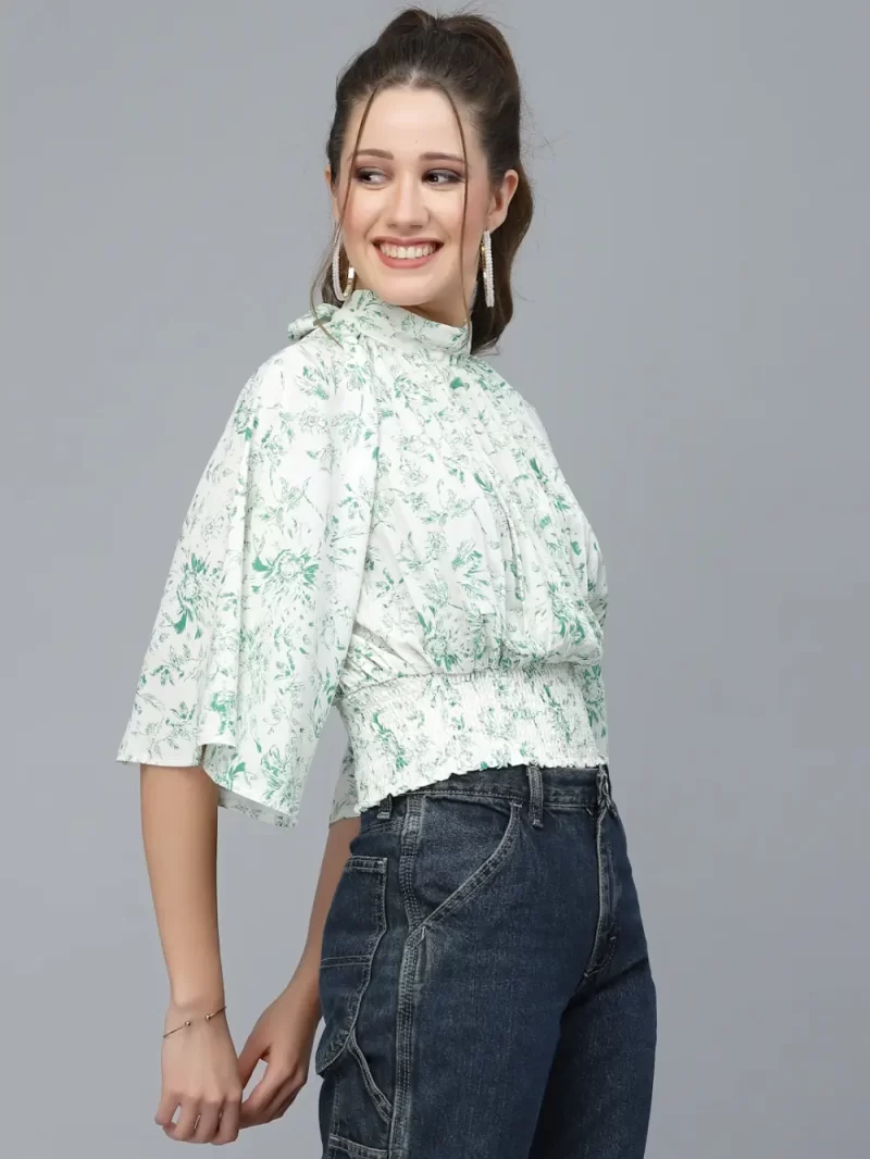 Women’S Stylish Crop Top With Flared Sleeves