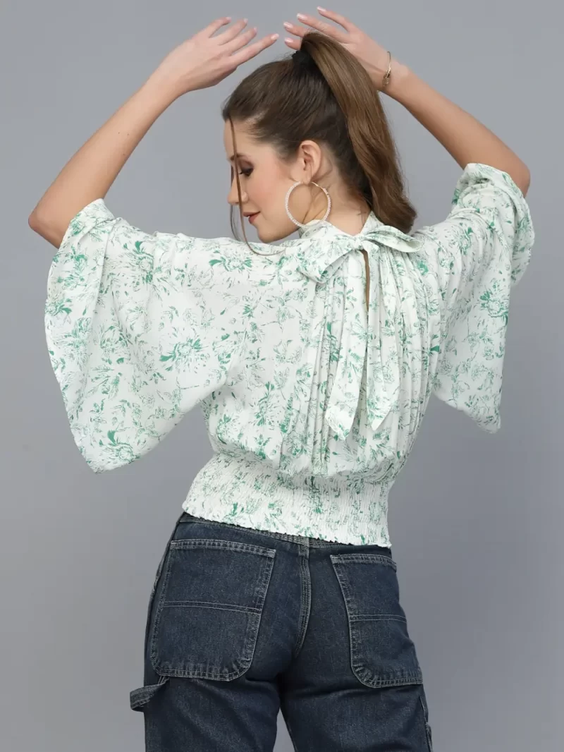 Women’S Stylish Crop Top With Flared Sleeves