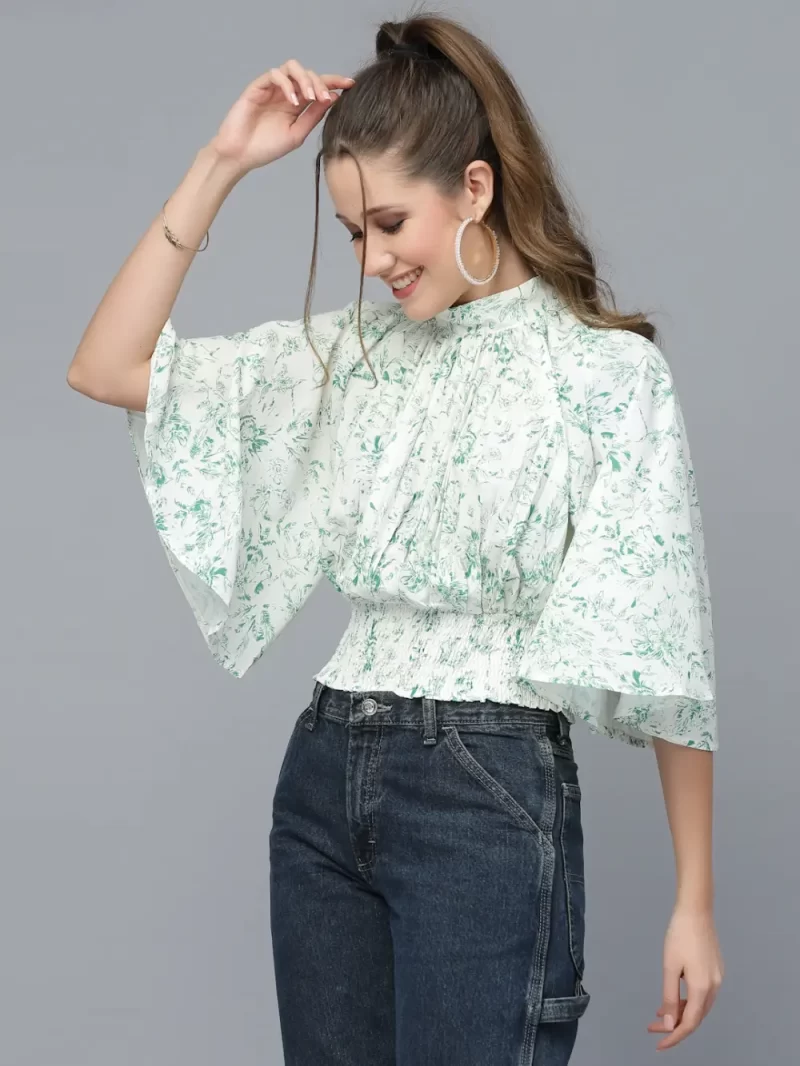 Women’S Stylish Crop Top With Flared Sleeves