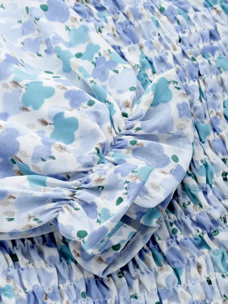 Women’S Printed Peplum Crop Top With Square Neck