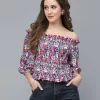 Women’S Floral Printed Off-Shoulder Crop Top