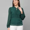 Women’S Long Sleeve Keyhole Neck Top