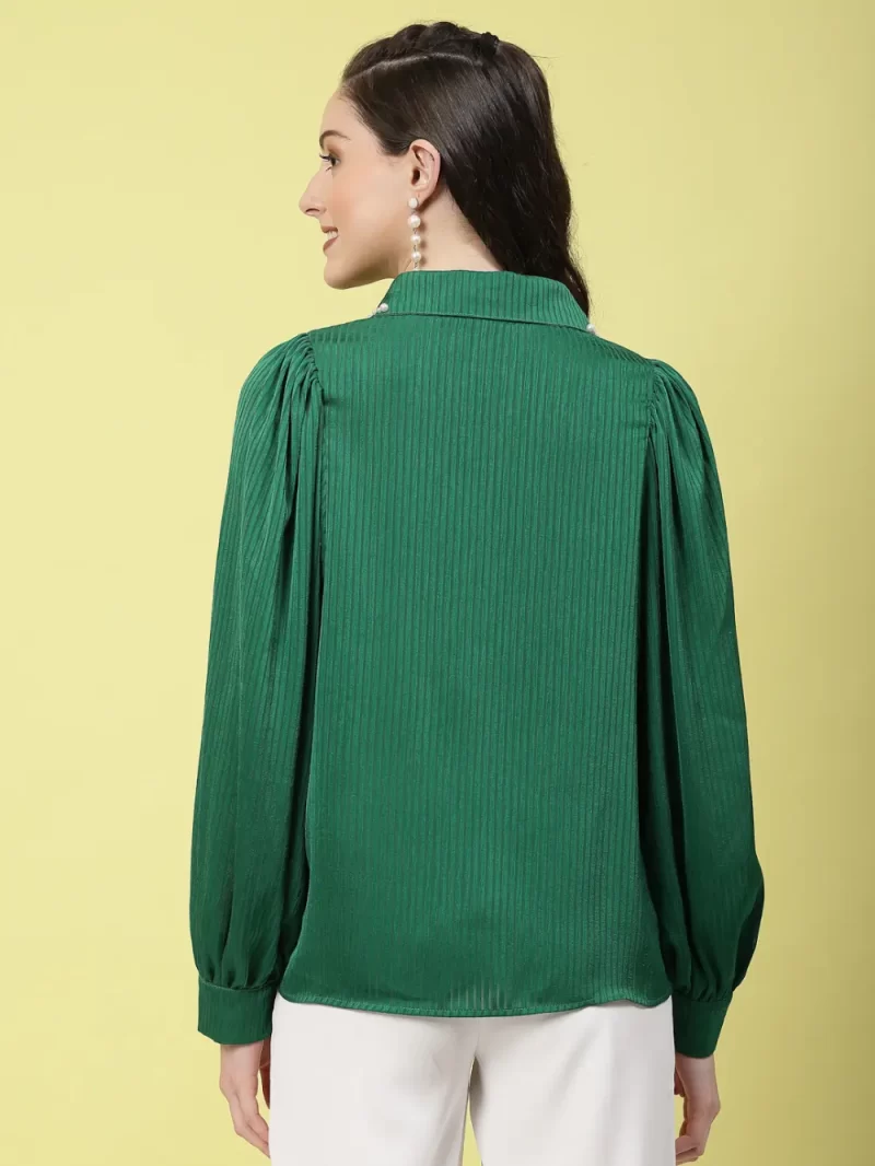 Women’S Collared Neck Pearl Detail Top