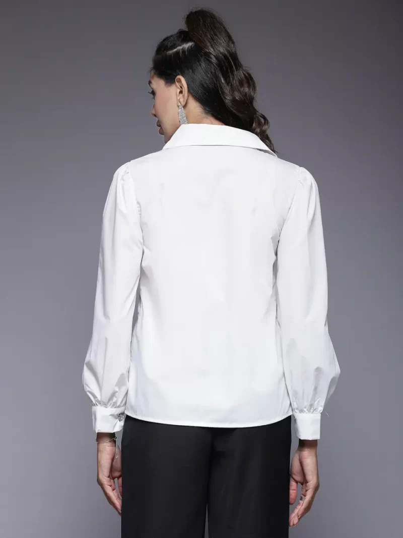 Shirt With Collared Neck And Gathered Front Design