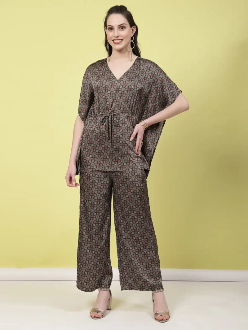 Women'S Printed Co-Ord Set With Kaftan Top