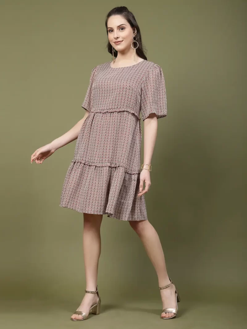 Women'S Lightweight Round Neck Printed Dress