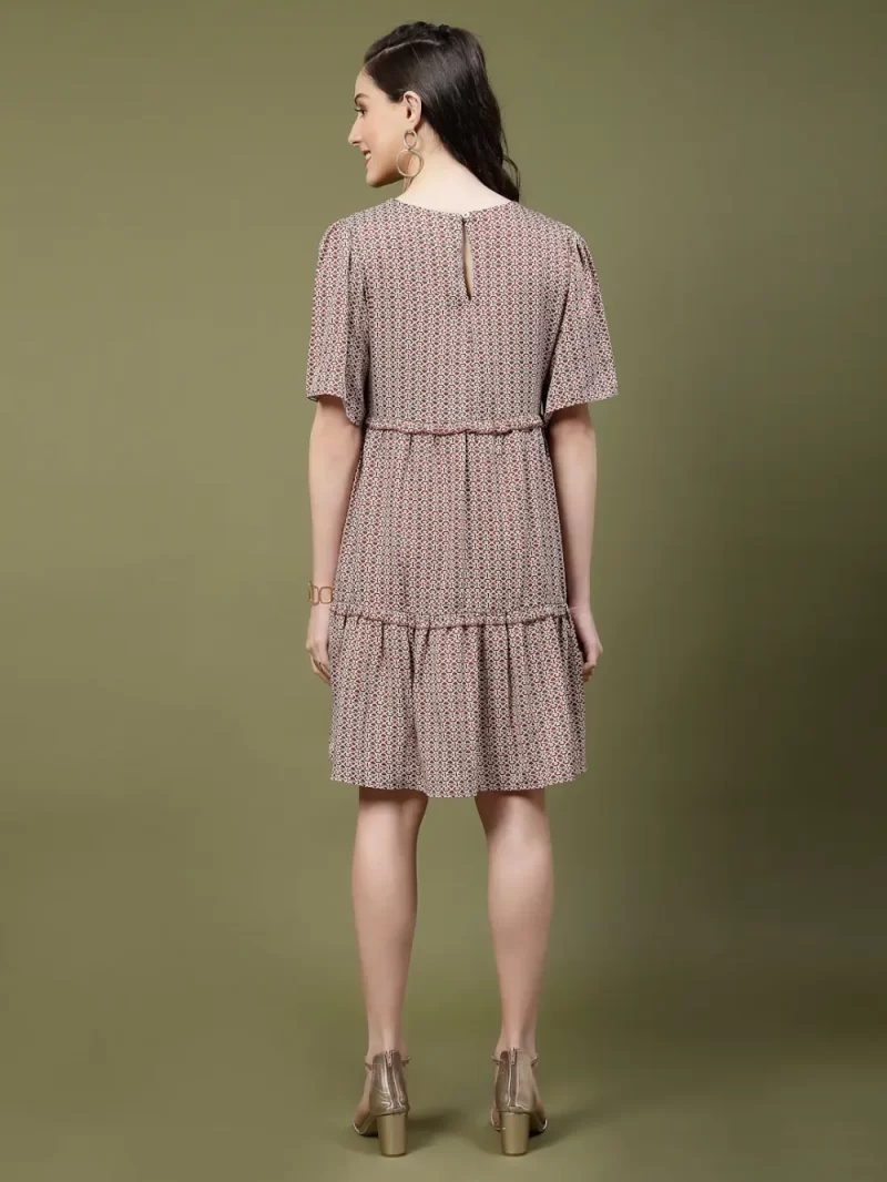 Women'S Lightweight Round Neck Printed Dress