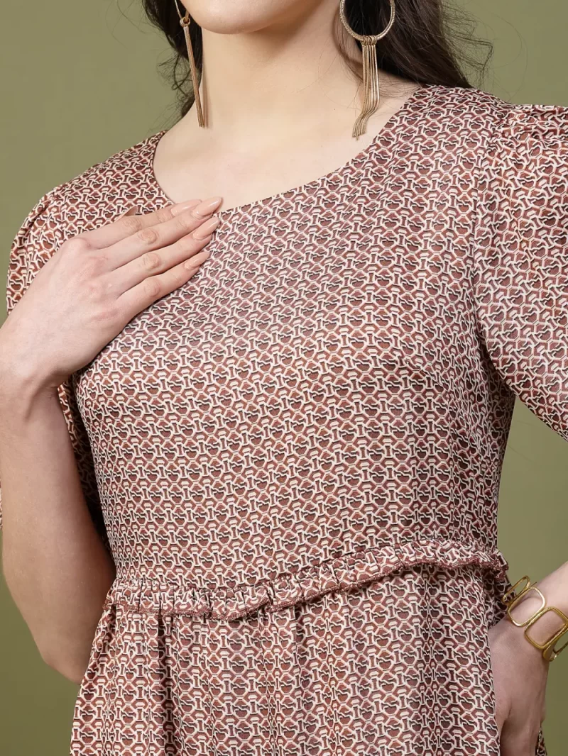 Women'S Lightweight Round Neck Printed Dress