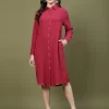 Women'S Long Sleeve Button Dress