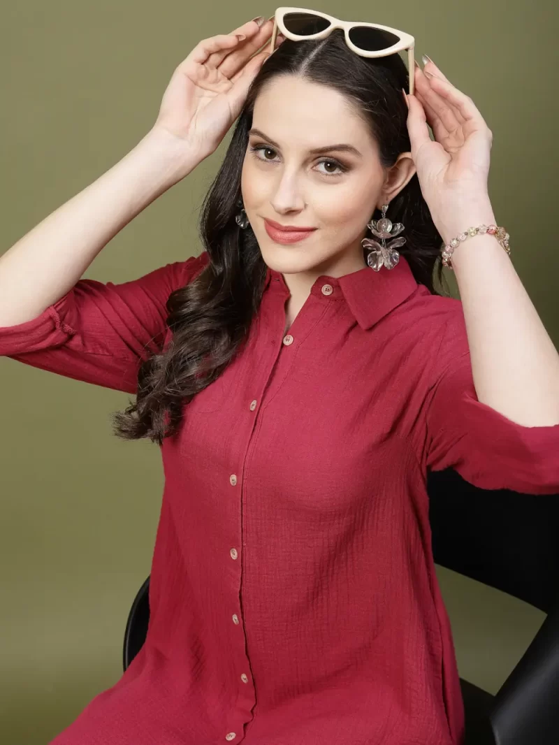 Women'S Long Sleeve Button Dress