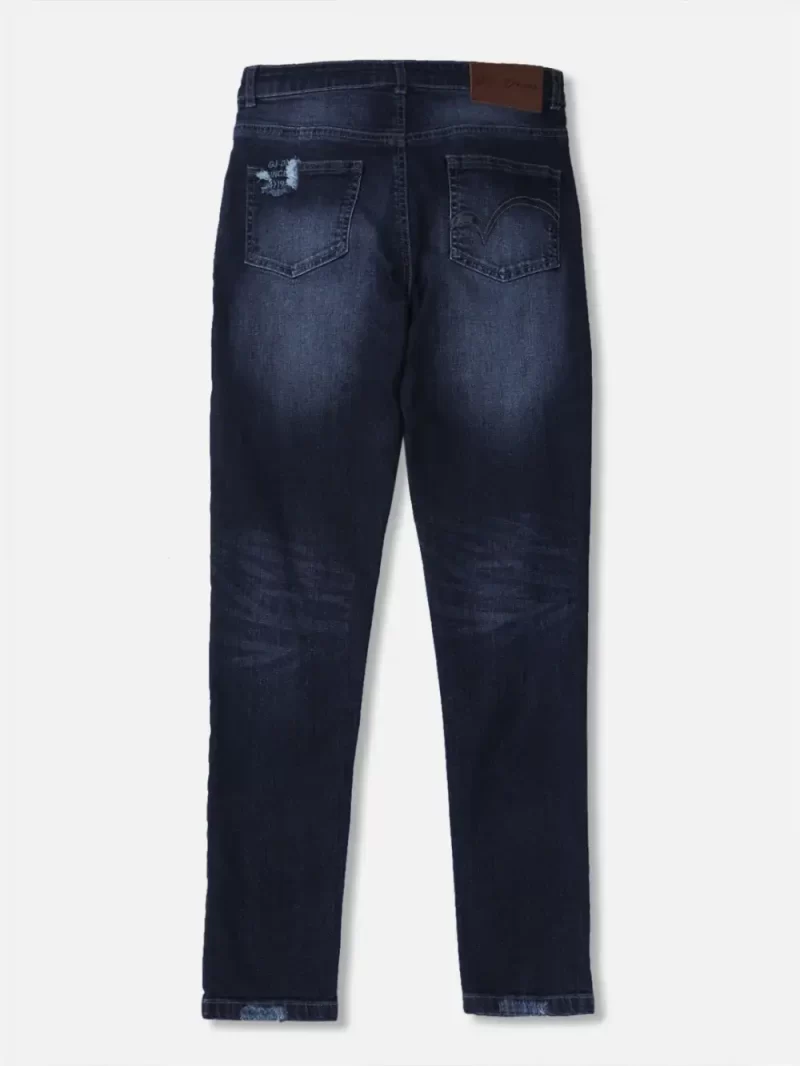 Gini And Jony Boys Dark Blue Distressed Denim Jeans Fixed Waist