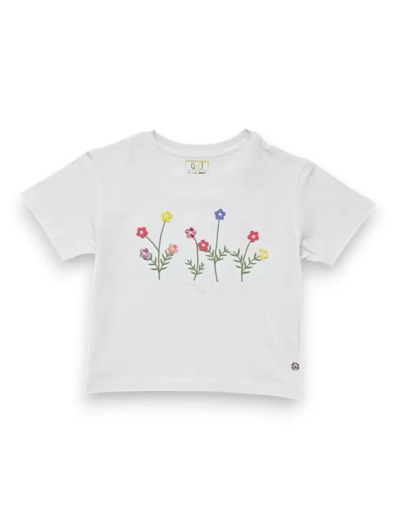 Gini And Jony Girls White Applique Cotton Knits Top Half Sleeves 9-10 Years