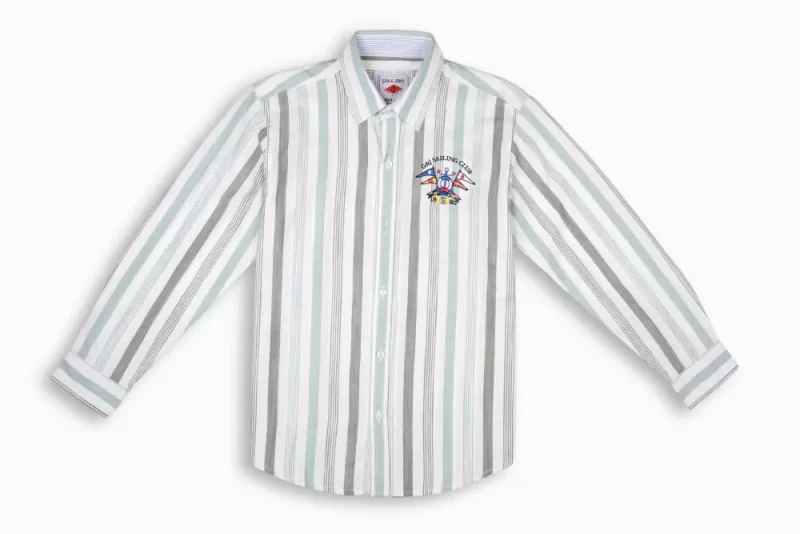 Gini And Jony Boys Olive Stripes Cotton Shirt Full Sleeves