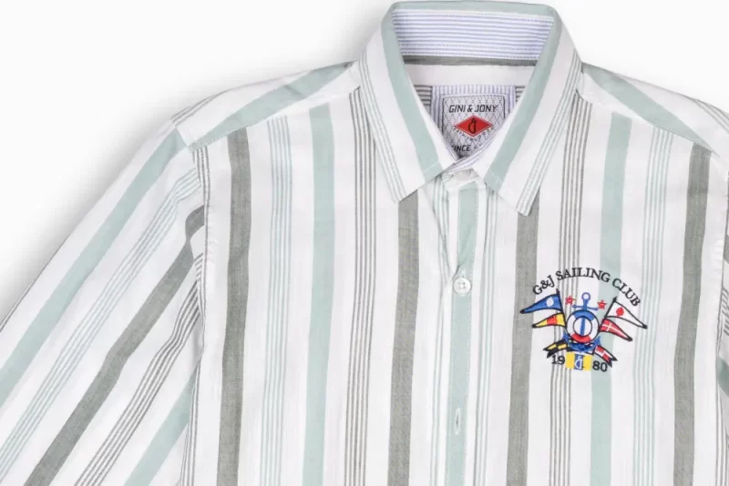 Gini And Jony Boys Olive Stripes Cotton Shirt Full Sleeves