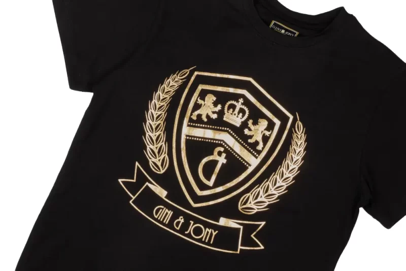 Gini And Jony Boys Black Metallic Print Cotton T-Shirt Half Sleeves