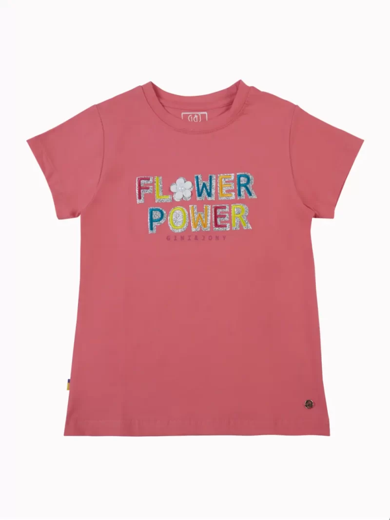Gini And Jony Girls Pink Embroidery Cotton Knits Top Half Sleeves