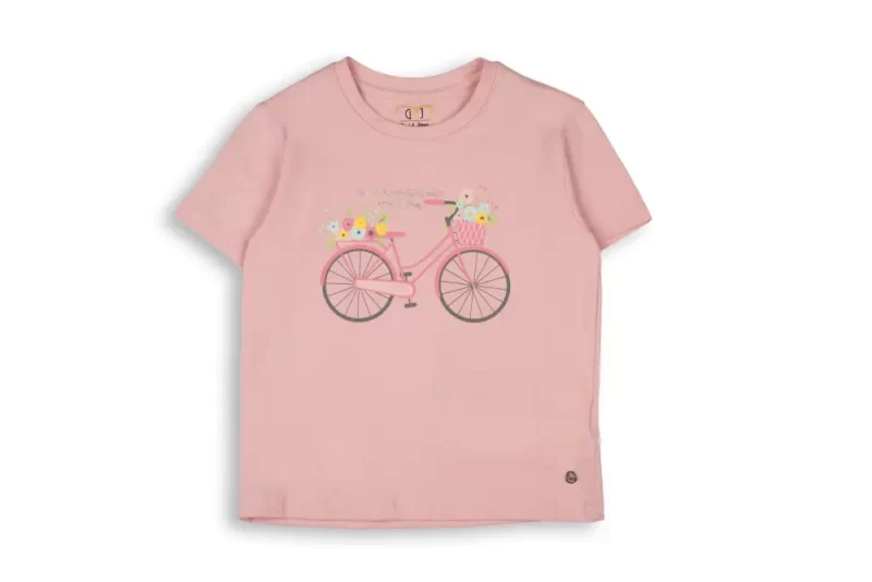 Gini And Jony Girls Pink Graphic Print Cotton Knits Top Half Sleeves