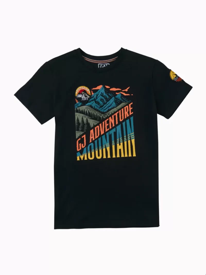 Gini And Jony Boys Black Graphic Print Cotton T-Shirt Half Sleeves